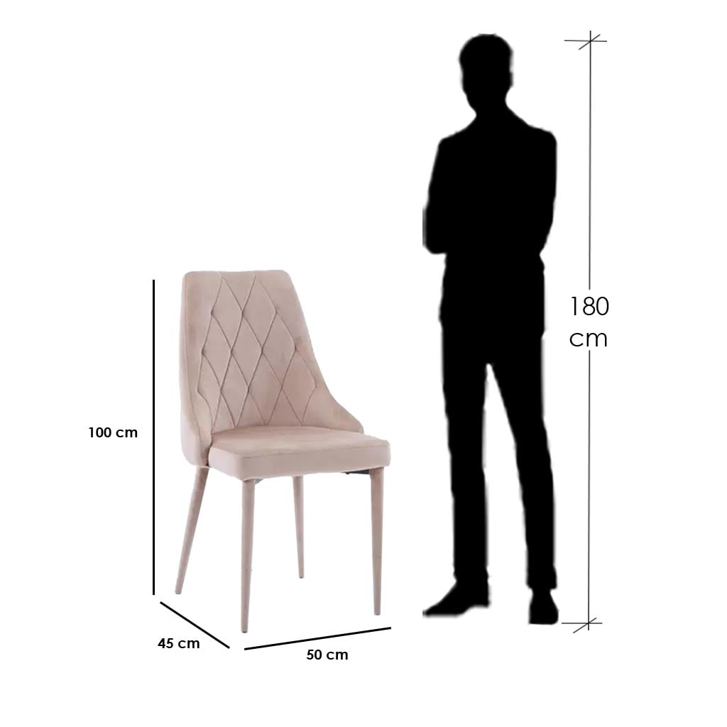 7-Piece Dining Set in Red Beech Wood and MDF with Faux Leather Upholstery | Beige - Image 6