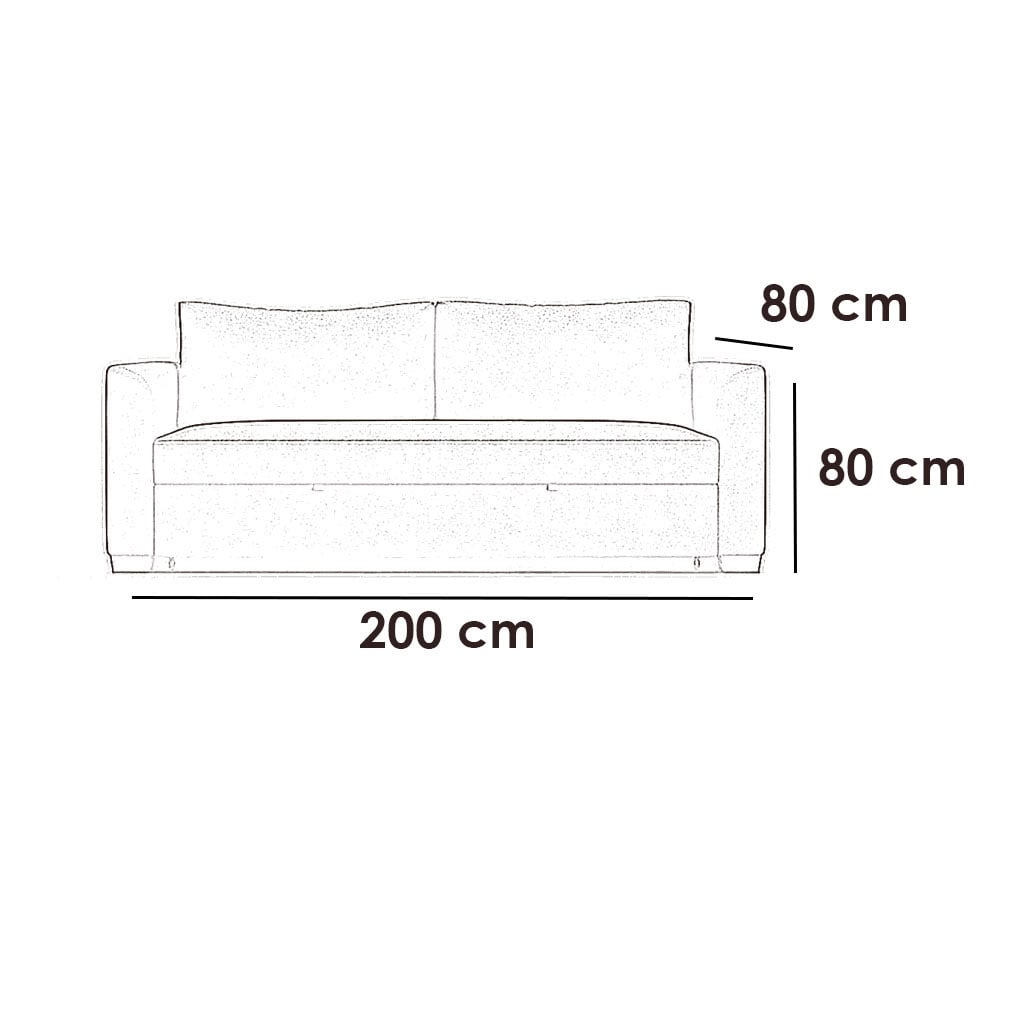 Convertible Sofa Bed in Natural Beech Wood and Linen | Gray with Cushions - Image 2