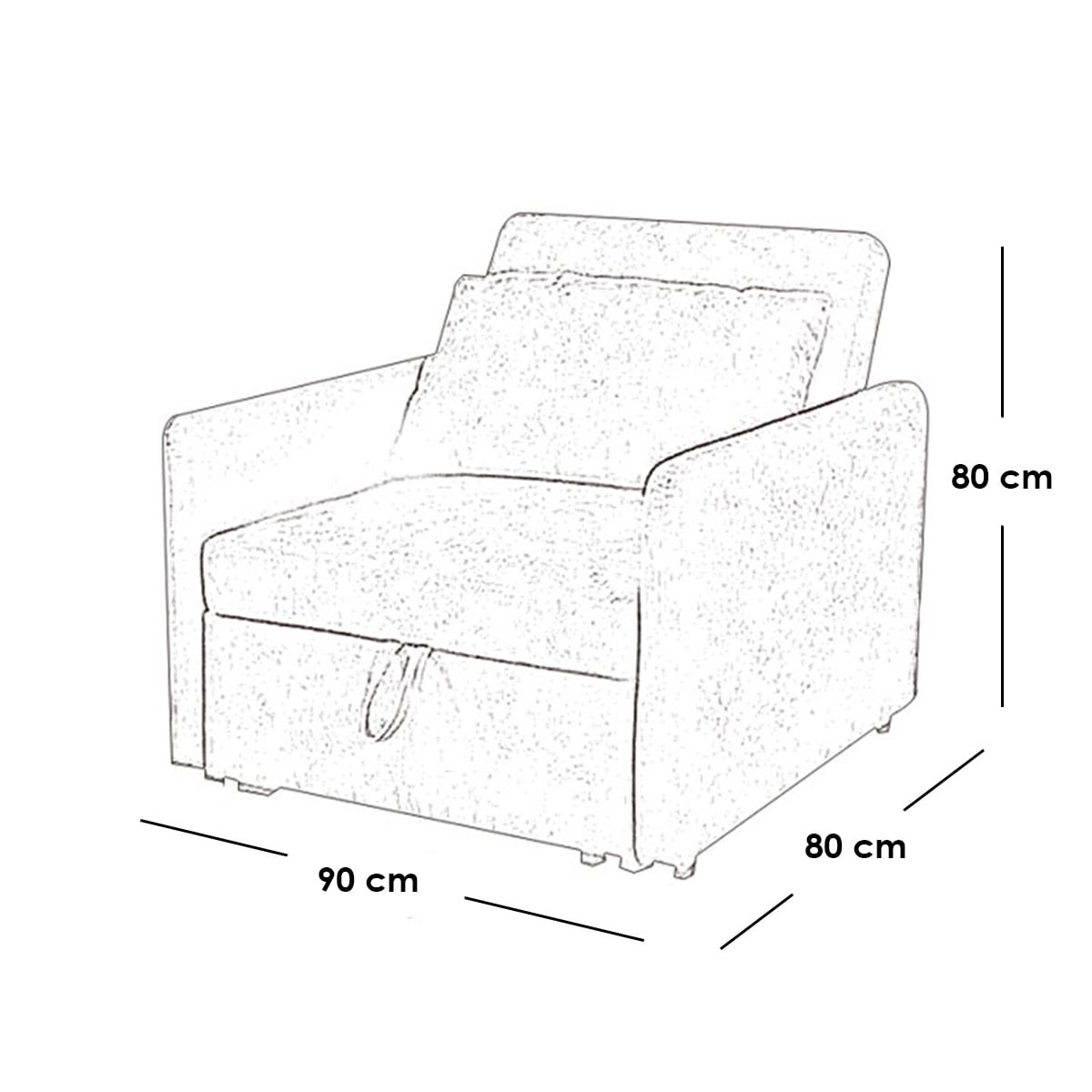 Sofa Bed Chair in Beech Wood and Linen | Dark Gray with High Comfort - Image 2