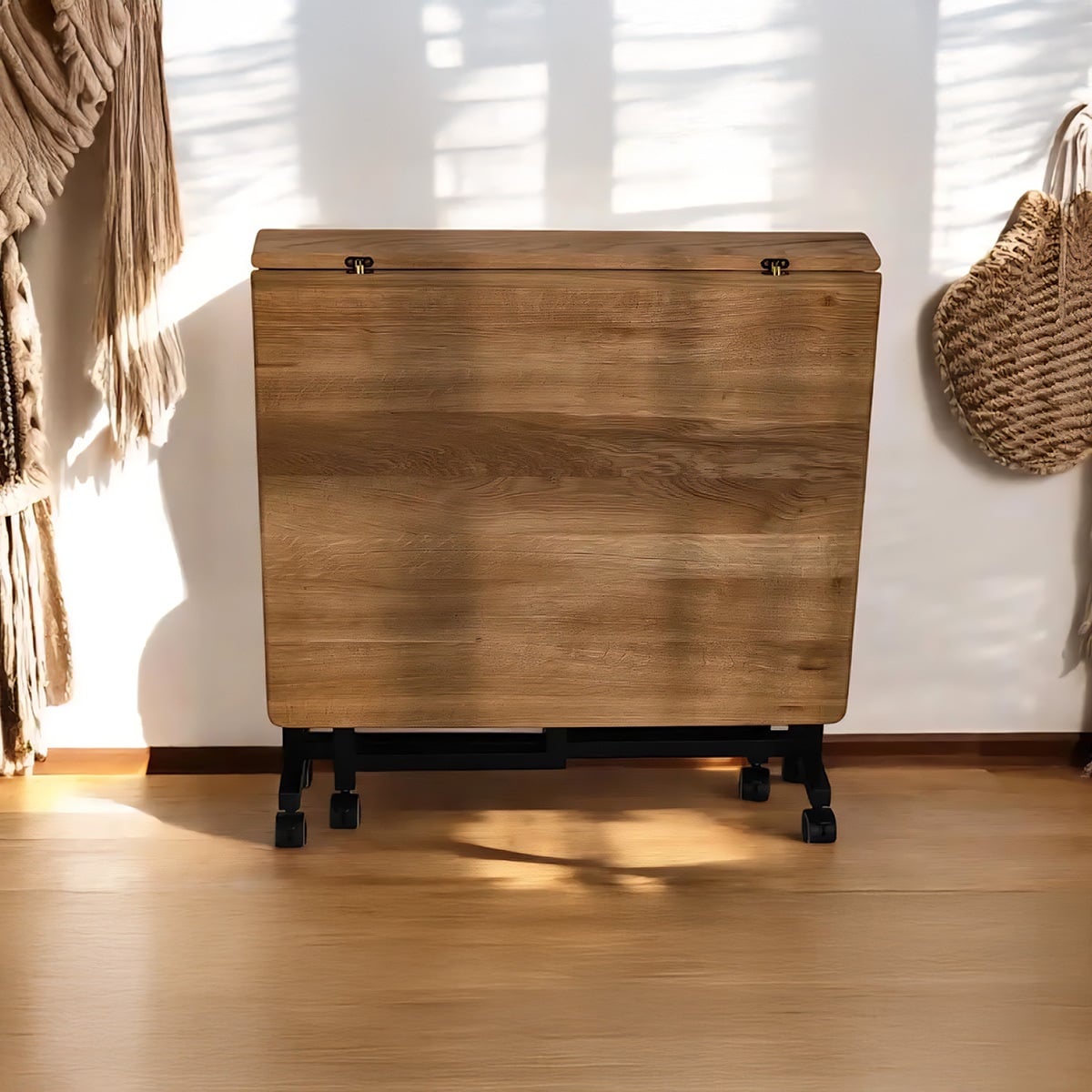 Extendable Dining Table from MDF and Metal | Practical Black and Brown Design - Image 3