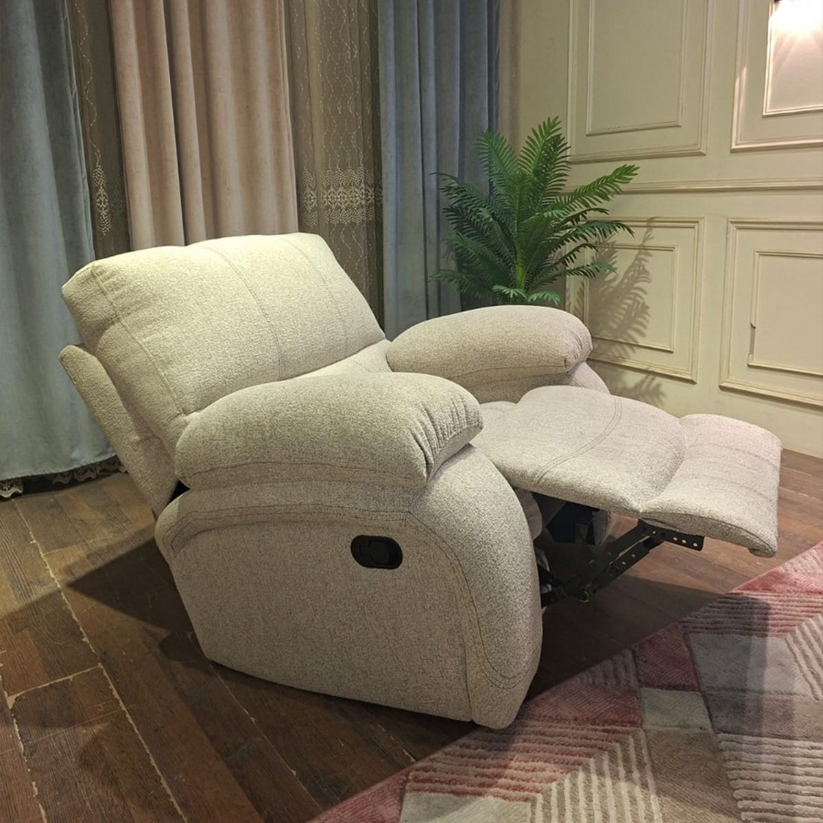 Relaxation Chair with Metal Frame and Premium Linen Upholstery | Off-White - Image 4