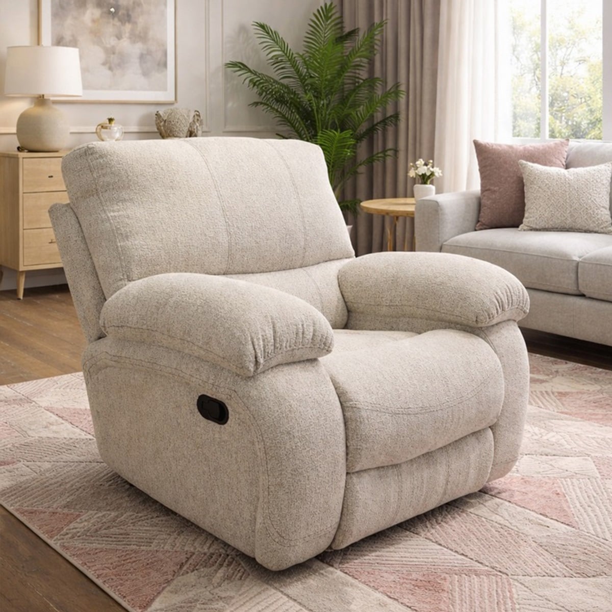 Relaxation Chair with Metal Frame and Premium Linen Upholstery | Off-White