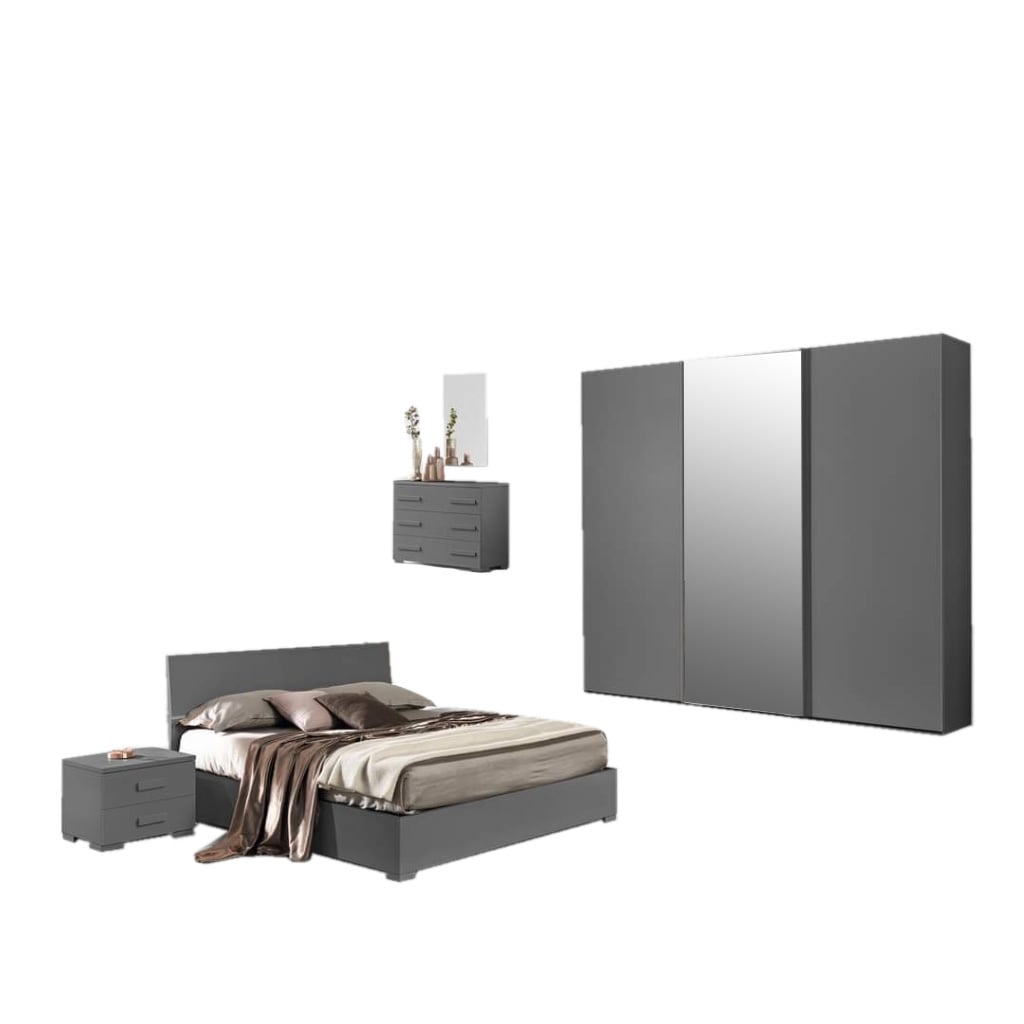 Bedroom Set – MDF Wood (4 Pieces) | Grey - Image 2