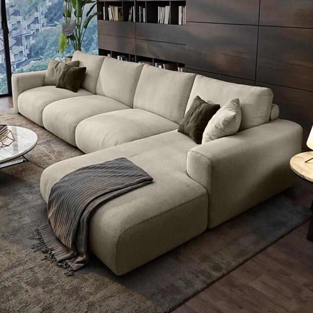 Beech Wood & Linen Corner Sofa – Beige