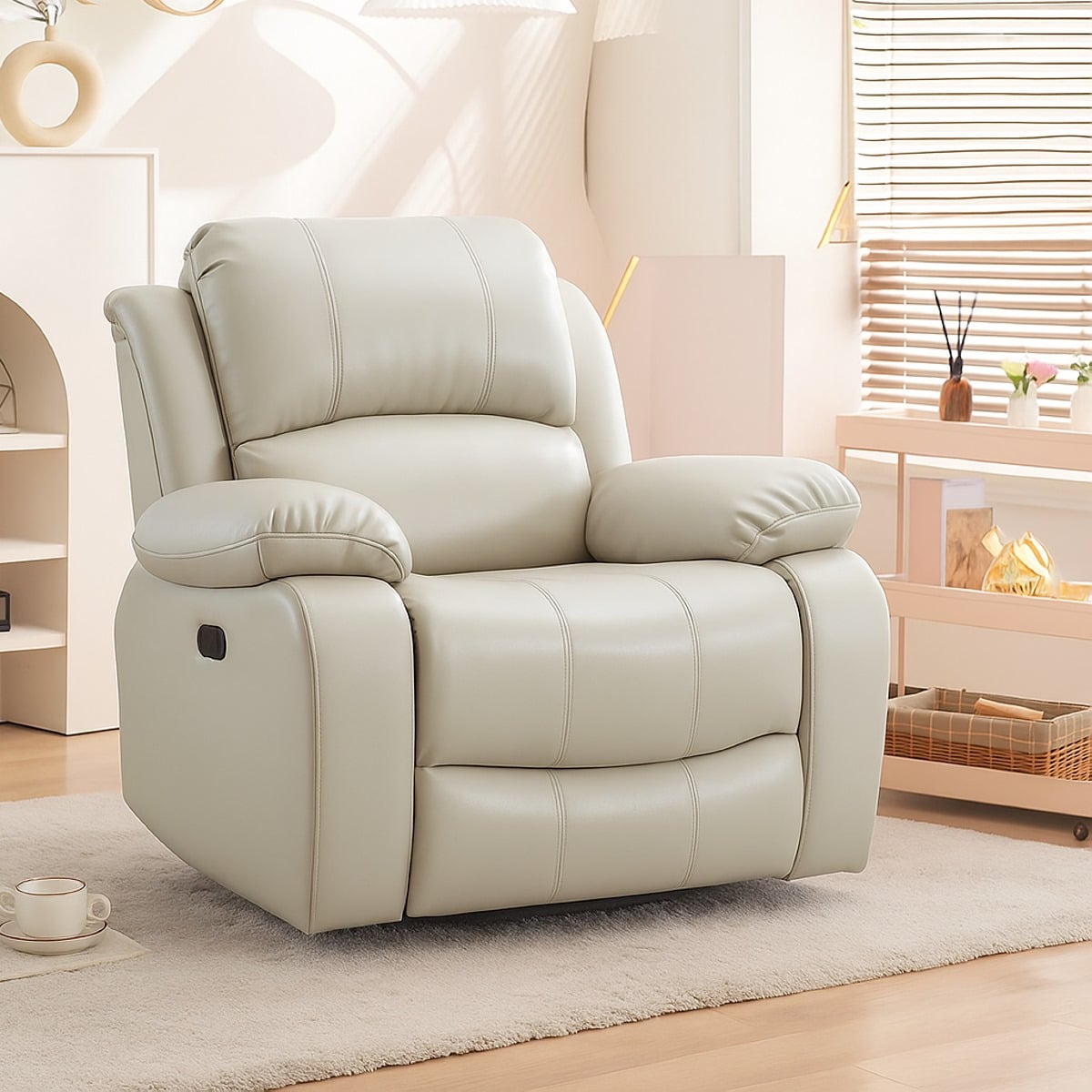 Electric Lazy Boy Chair – Metal Frame & Suede – Beige