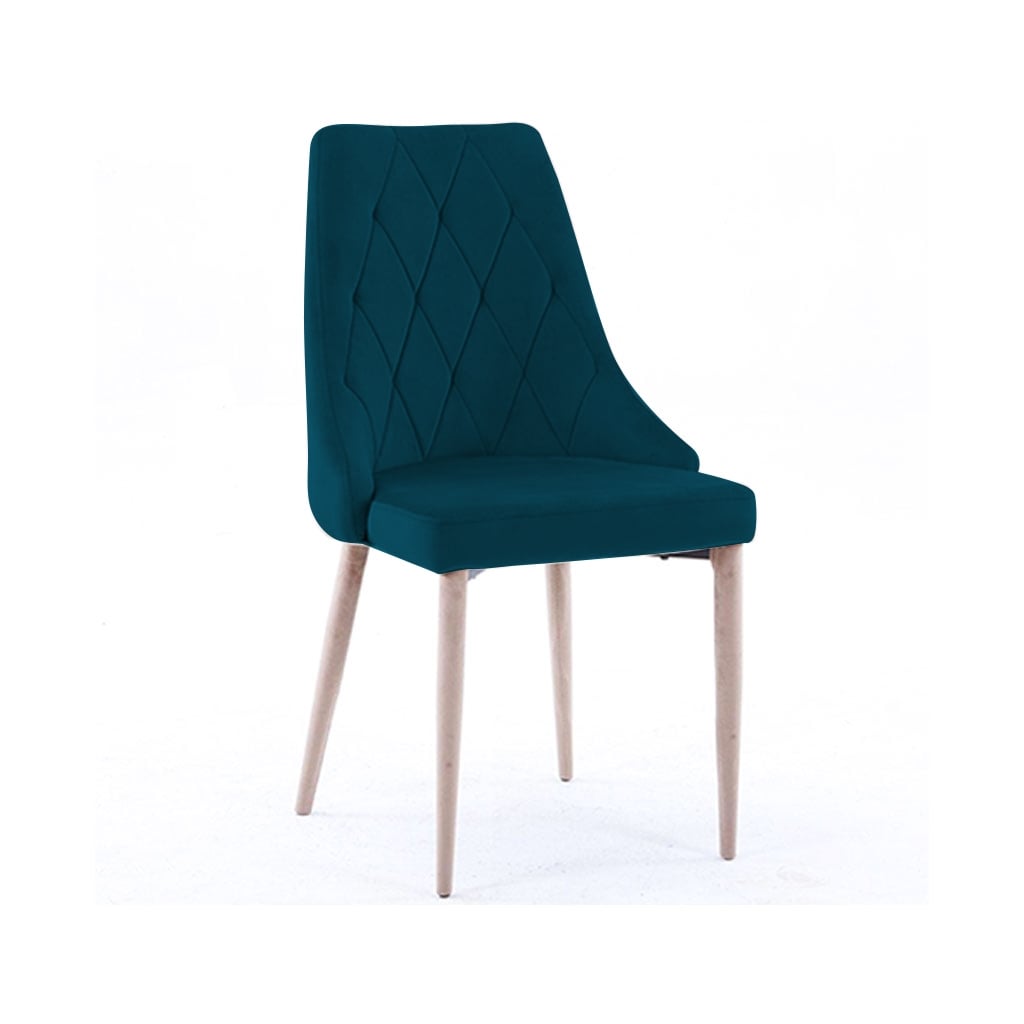 Red Beech Wood Dining Chair with Velvet Fabric - Image 3
