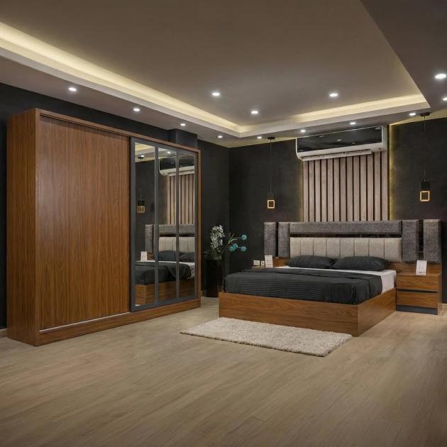 Bedroom Set – European Union Wood (5 Pieces) | Brown & Grey